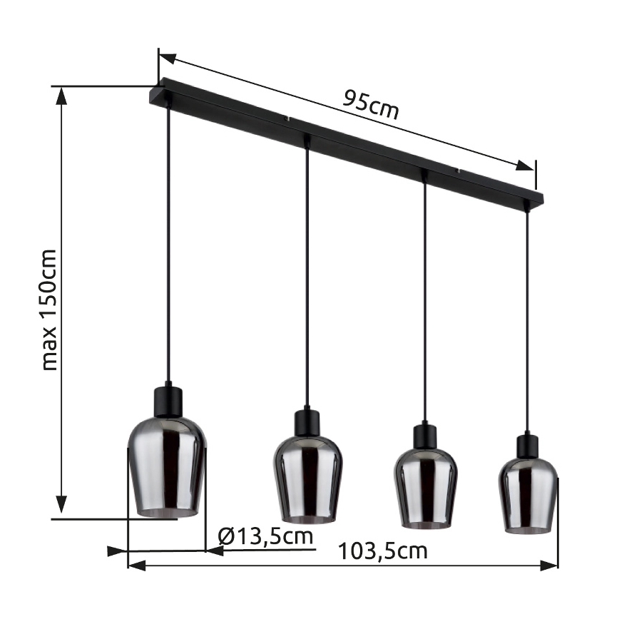 Globo - Żyrandol na lince 4xE27/40W/230V czarne