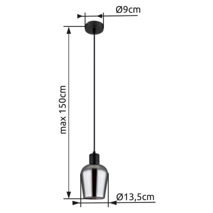 Globo - Żyrandol na lince 1xE27/40W/230V śr. 13,5 cm czarny