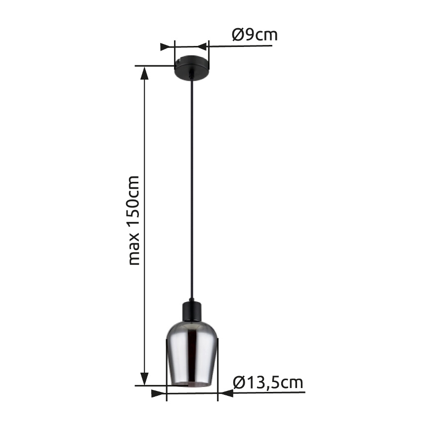 Globo - Żyrandol na lince 1xE27/40W/230V śr. 13,5 cm czarny
