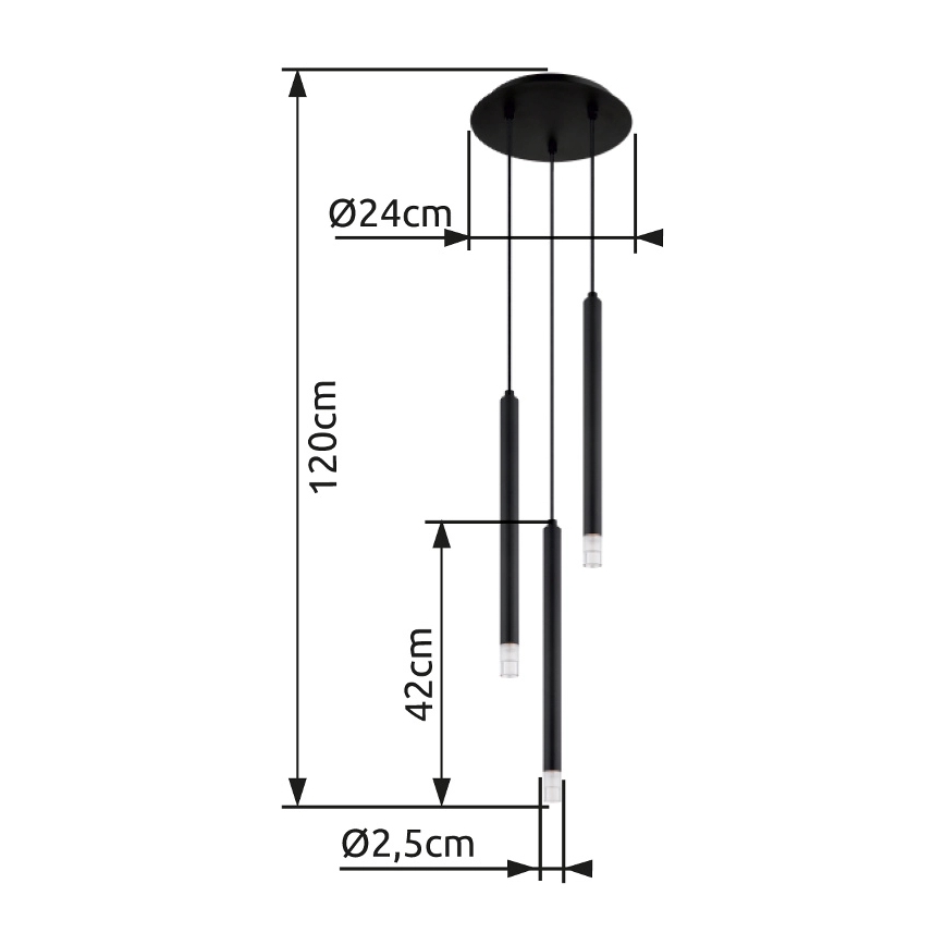 Globo - Żyrandol na lince 3xG9/4W/230V śr. 24 cm czarny