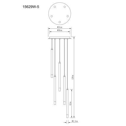 Globo - Żyrandol na lince 5xG9/4W/230V śr. 34 cm