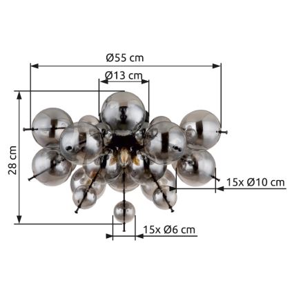 Globo - Żyrandol natynkowy 3xE14/25W/230V śr. 55 cm czarne
