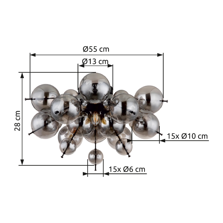 Globo - Żyrandol natynkowy 3xE14/25W/230V śr. 55 cm czarne
