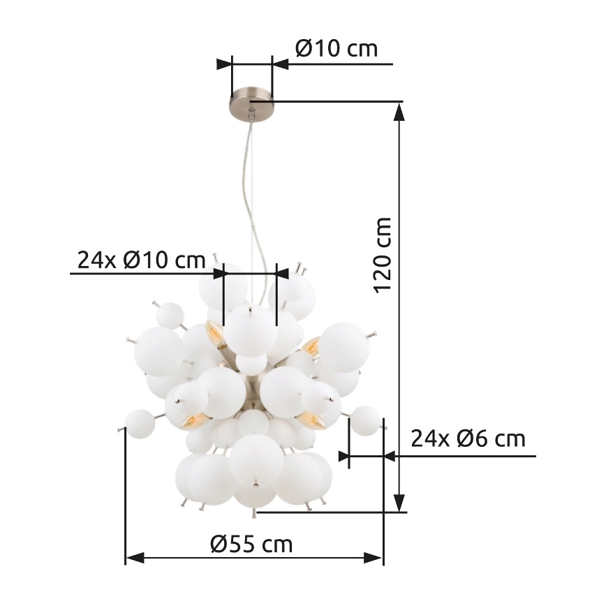 Globo - Żyrandol na lince 6xE14/25W/230V śr. 55 cm białe