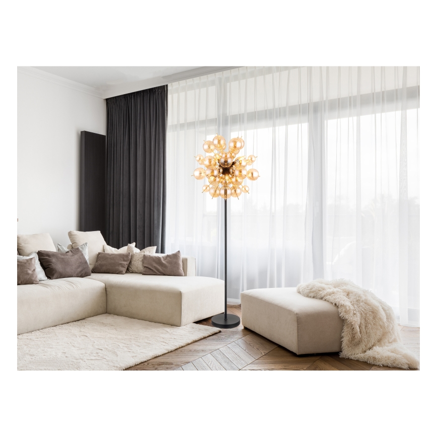 Globo - Lampa podłogowa 6xE14/25W/230V brązowy/dymny