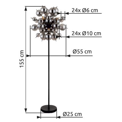Globo - Lampa podłogowa 6xE14/25W/230V czarny/dymny