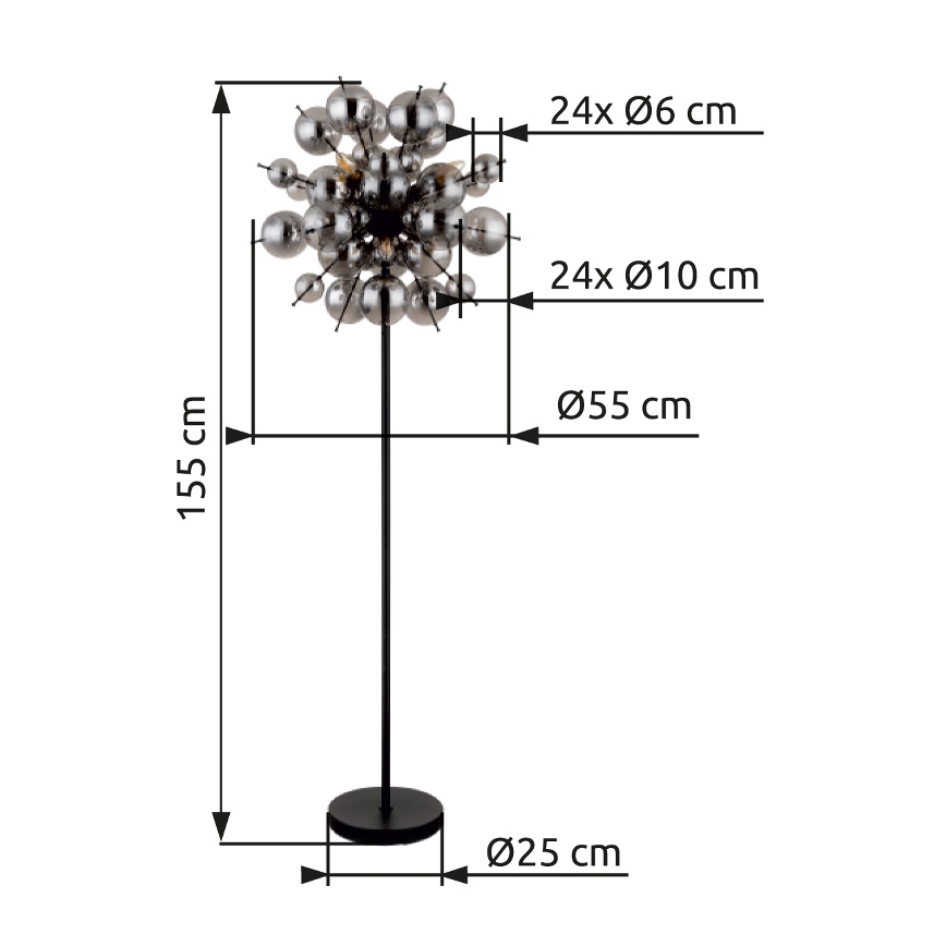 Globo - Lampa podłogowa 6xE14/25W/230V czarny/dymny