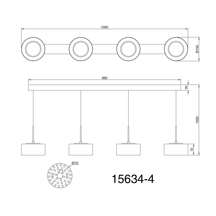 Globo - LED Żyrandol na lince 4xLED/8W/230V