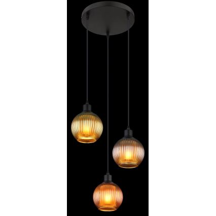 Globo - Żyrandol na lince 3xE27/25W/230V śr. 36 cm miedź/zielony/niebieski