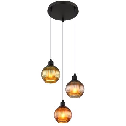 Globo - Żyrandol na lince 3xE27/25W/230V śr. 36 cm miedź/zielony/niebieski