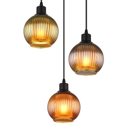 Globo - Żyrandol na lince 3xE27/25W/230V śr. 36 cm miedź/zielony/niebieski