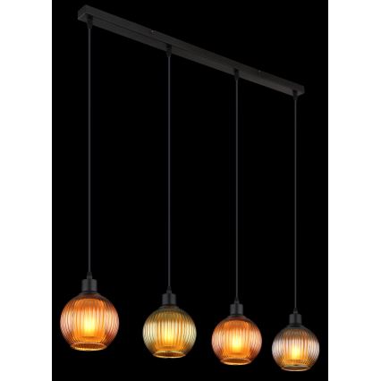 Globo - Żyrandol na lince 4xE27/25W/230V miedź/zielony/niebieski