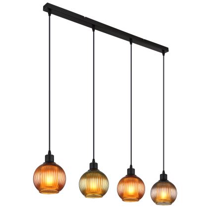 Globo - Żyrandol na lince 4xE27/25W/230V miedź/zielony/niebieski
