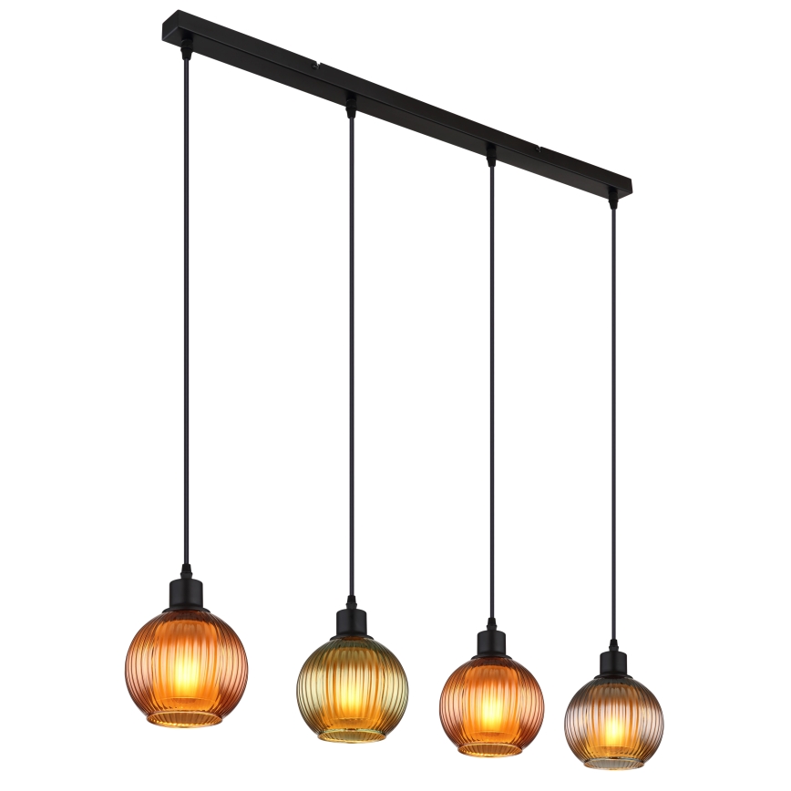 Globo - Żyrandol na lince 4xE27/25W/230V miedź/zielony/niebieski