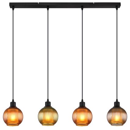 Globo - Żyrandol na lince 4xE27/25W/230V miedź/zielony/niebieski