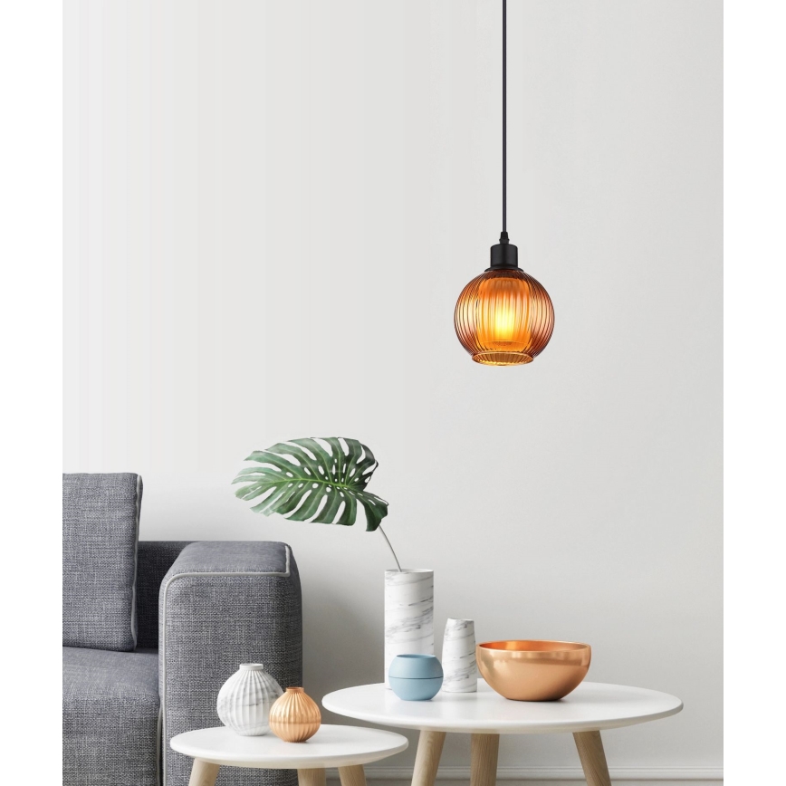 Globo - Żyrandol na lince 1xE27/25W/230V śr. 15 cm miedź