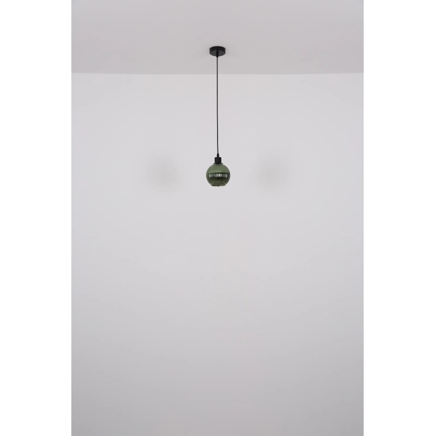 Globo - Żyrandol na lince 1xE27/25W/230V śr. 15 cm zielony