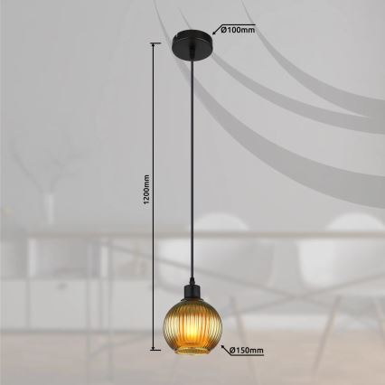Globo - Żyrandol na lince 1xE27/25W/230V śr. 15 cm zielony