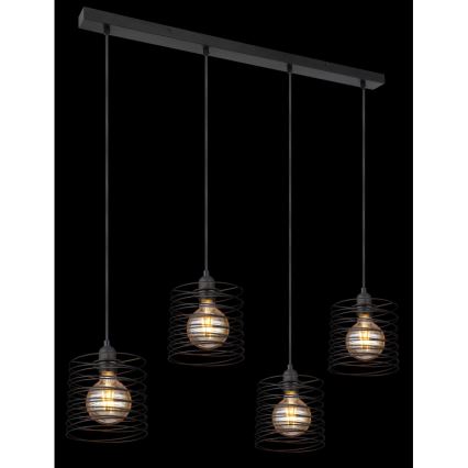 Globo 15640-4H - lampa wisząca TILLY na lince, 4xE27/60W/230V, czarna
