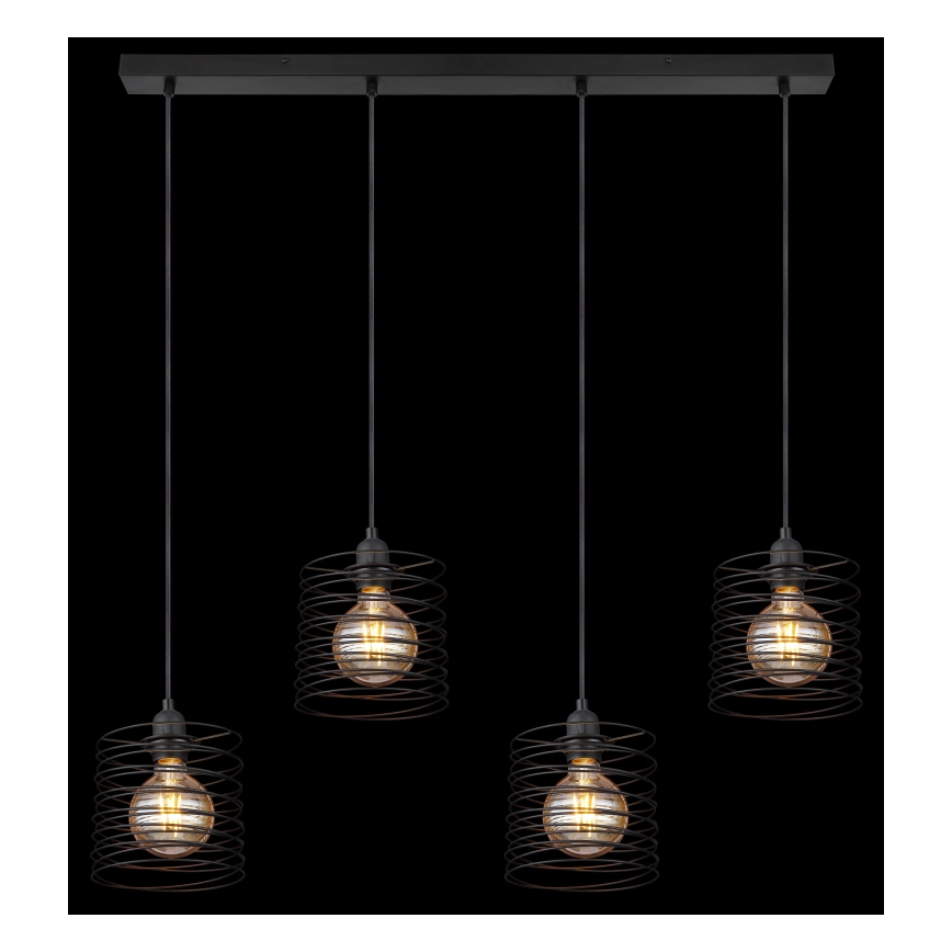 Globo 15640-4H - lampa wisząca TILLY na lince, 4xE27/60W/230V, czarna
