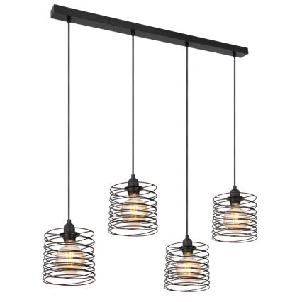Globo 15640-4H - lampa wisząca TILLY na lince, 4xE27/60W/230V, czarna