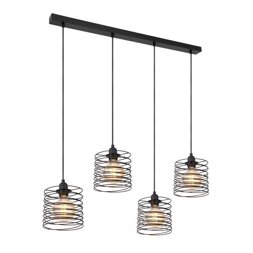 Globo 15640-4H - lampa wisząca TILLY na lince, 4xE27/60W/230V, czarna