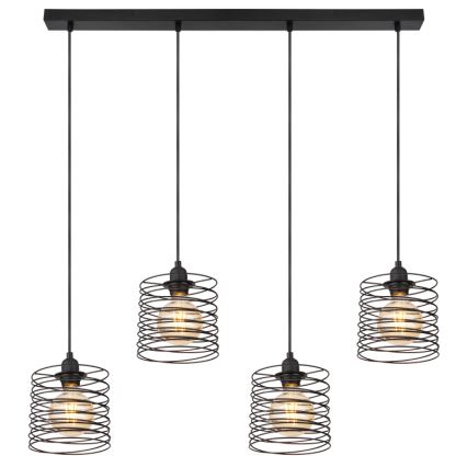 Globo 15640-4H - lampa wisząca TILLY na lince, 4xE27/60W/230V, czarna