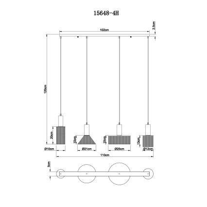 Globo - Żyrandol na lince 4xE27/60W/230V czarne