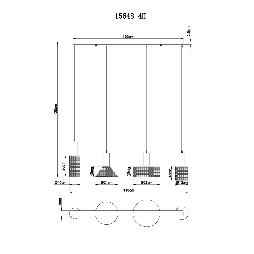 Globo - Żyrandol na lince 4xE27/60W/230V czarne