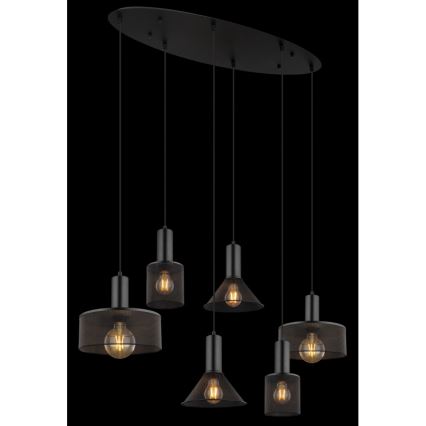 Globo 15648-6H - Żyrandol na lince JEDD 6xE27/60W/230V czarny