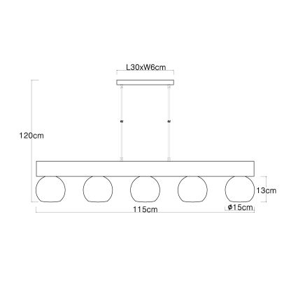 Globo - Lampa wisząca na linkach 5xE27/40W/230V
