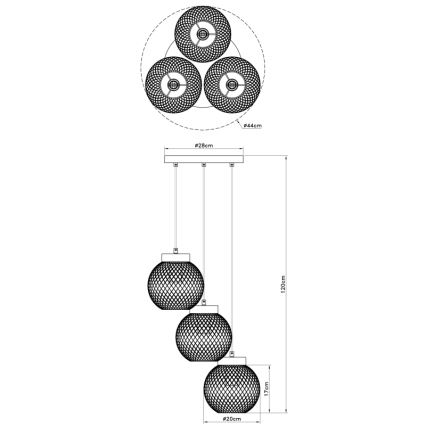 Globo - Żyrandol na lince 3xE27/60W/230V