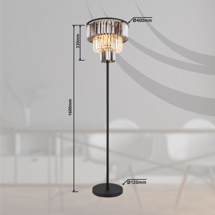 Globo - Lampa podłogowa 3xE27/40W/230V śr. 40 cm czarny