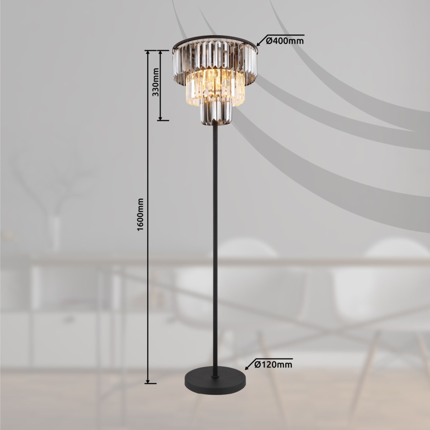 Globo - Lampa podłogowa 3xE27/40W/230V śr. 40 cm czarny