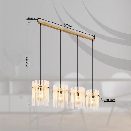 Globo - Żyrandol na lince 4xE27/60W/230V zl.