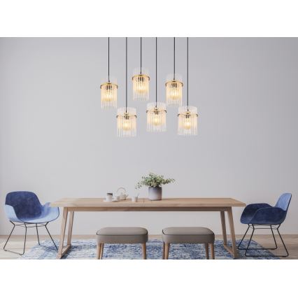 Globo - Żyrandol na lince 6xE27/60W/230V złoty