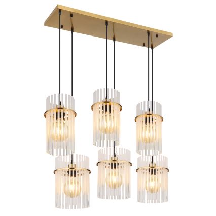 Globo - Żyrandol na lince 6xE27/60W/230V złoty