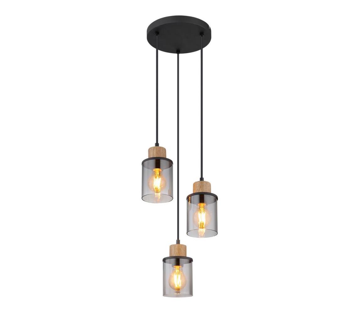 Globo 15707-3HR - Żyrandol na lince REID 3xE27/15W/230V śr. 27 cm dąb