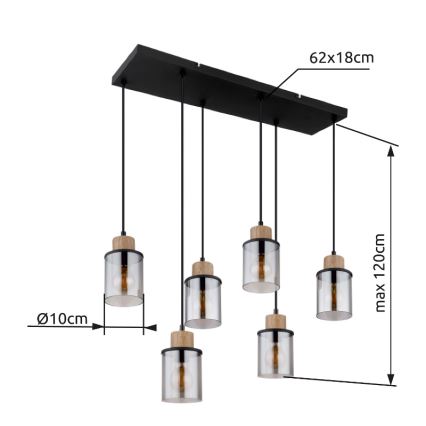 Globo - Żyrandol na lince 6xE27/15W/230V