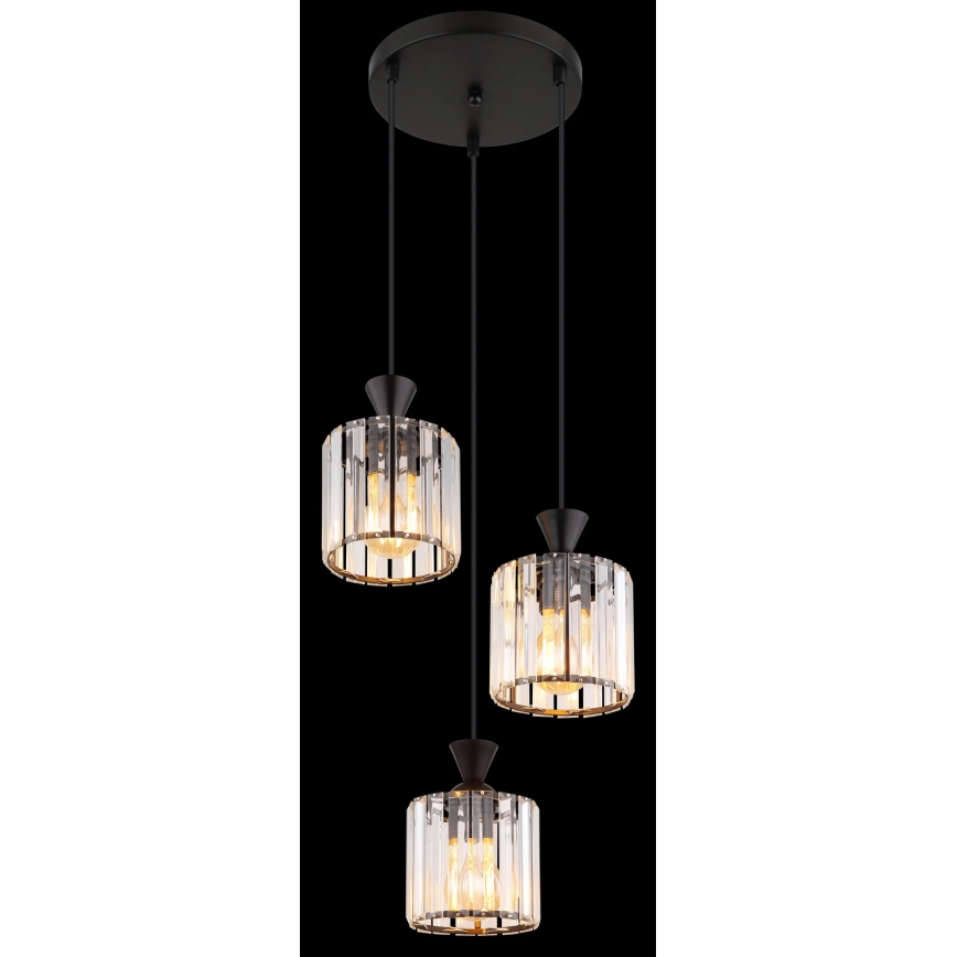 Globo - Żyrandol na lince 3xE27/60W/230V śr. 32 cm czarny