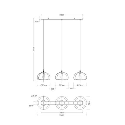 Globo - Żyrandol na lince 3xE14/40W/230V