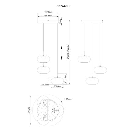 Globo - LED Żyrandol na lince 3xLED/6W/230V