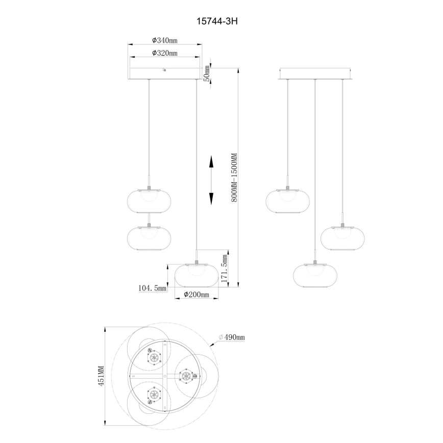 Globo - LED Żyrandol na lince 3xLED/6W/230V