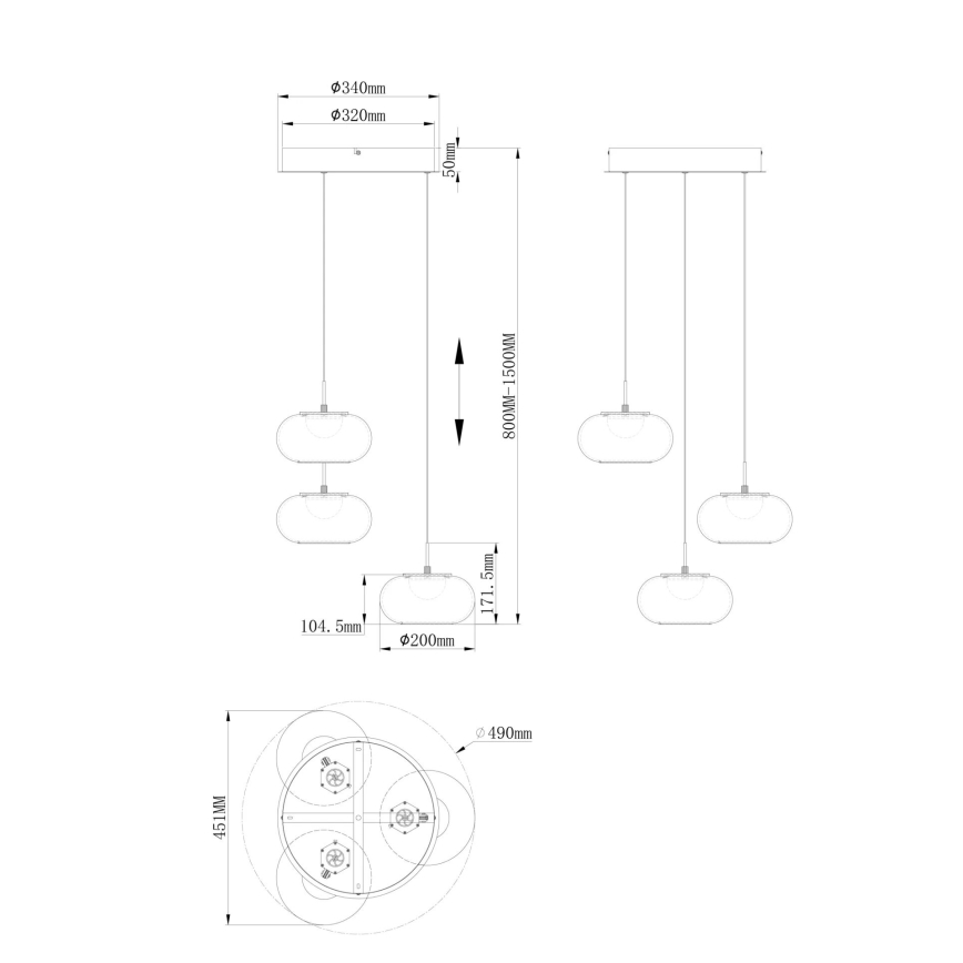 Globo - LED Żyrandol na lince 3xLED/6W/230V