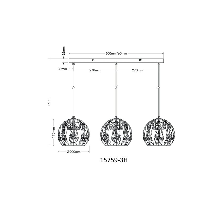 Globo - Żyrandol na lince 3xE27/40W/230V