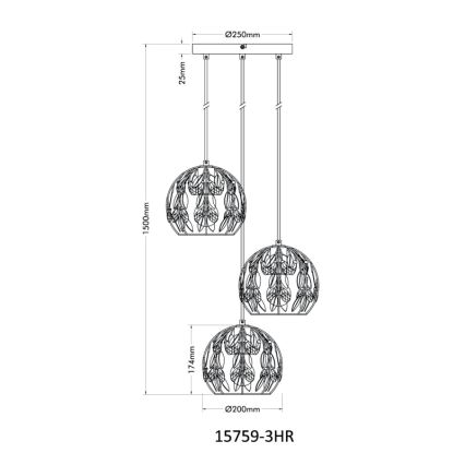 Globo - Żyrandol na lince 3xE27/40W/230V śr. 41 cm