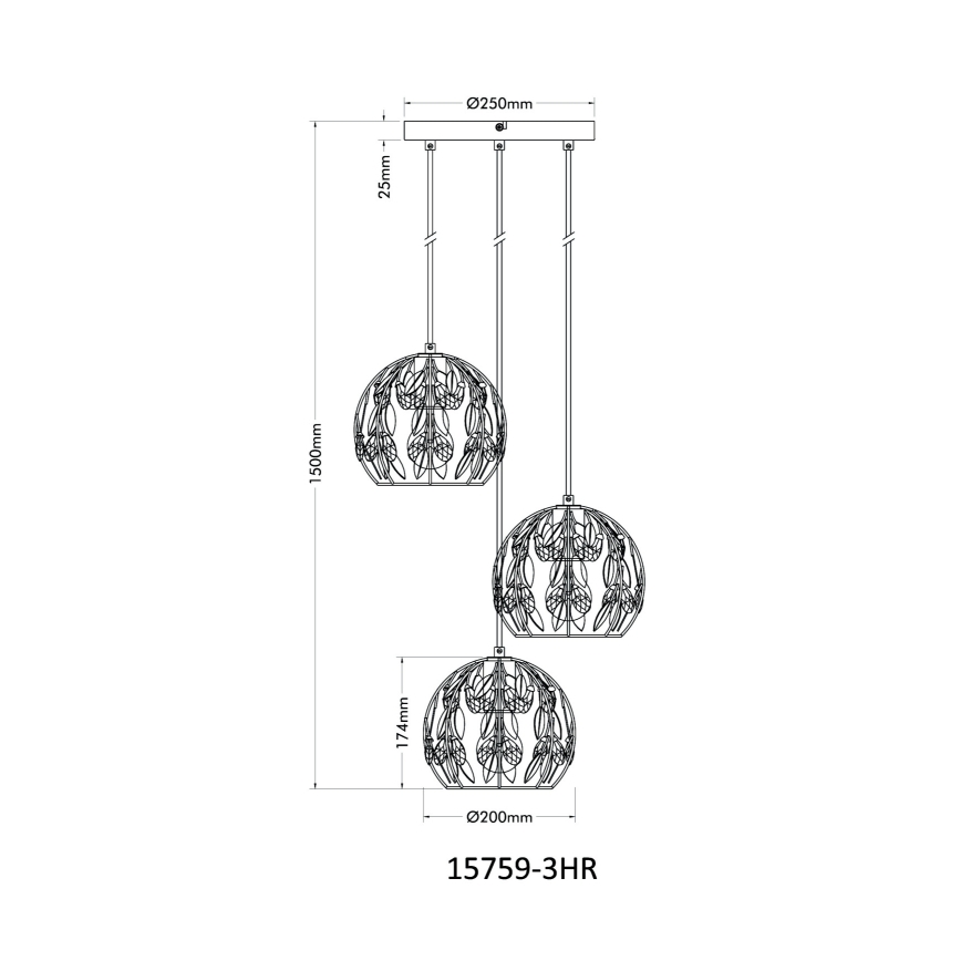 Globo - Żyrandol na lince 3xE27/40W/230V śr. 41 cm