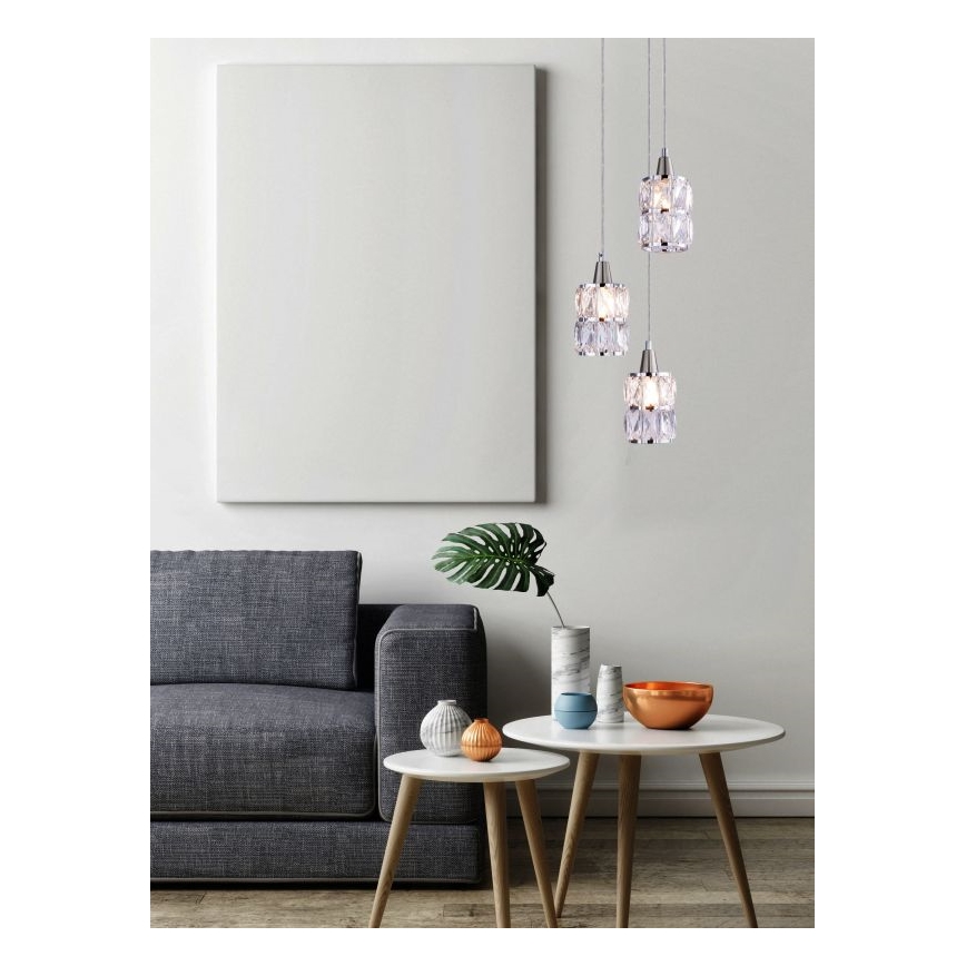 Globo 15760-3 - Żyrandol kryształowy na lince WOLLI 3xE14/40W/230V