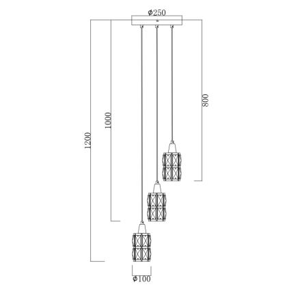 Globo 15760-3 - Żyrandol kryształowy na lince WOLLI 3xE14/40W/230V