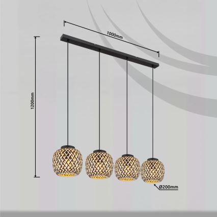 Globo 15766-4H - Żyrandol na lince COLLY 4xE27/15W/230V